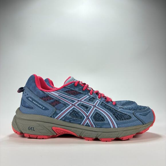 Asics Gel-Venture 6 Blue Pink Trail Athletic Running Shoes 1014A077 Youth Size 5 - Picture 1 of 10
